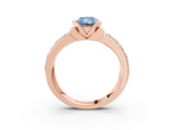 Rose gold Fancy Blue Radiant  Brilliant Diamond Channel Set Wide Band Ring with Bezel Setting_23