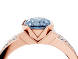 Rose gold Fancy Blue Radiant  Brilliant Diamond Channel Set Wide Band Ring with Bezel Setting_24