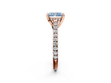 Rose gold Fancy Blue Radiant  Brilliant Diamond Solitaire with Pavé Band and Four-Prong Setting 3