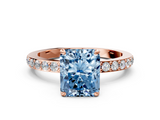 Rose gold Fancy Blue Radiant  Brilliant Pavé Band Solitaire with Four-Prong Setting_41