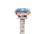 Rose gold Fancy Blue Radiant  Brilliant Pavé Band Solitaire with Four-Prong Setting_46