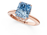 Rose gold Fancy Blue Radiant  Brilliant Solitaire Engagement Ring with Six-Prong Setting and Classic Band_21