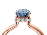 Rose gold Fancy Blue Radiant  Brilliant Solitaire Engagement Ring with Six-Prong Setting and Classic Band_24