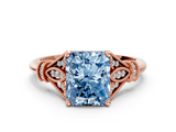 Rose gold Fancy Blue Radiant  Brilliant Solitaire with Pave Band and Four-Prong Setting_20