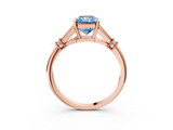 Rose gold Fancy Blue Radiant  Brilliant Solitaire with Pave Band and Four-Prong Setting_23