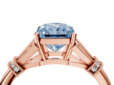 Rose gold Fancy Blue Radiant  Brilliant Solitaire with Pave Band and Four-Prong Setting_24