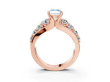 Rose gold Fancy Blue Radiant  Brilliant Solitaire with Side Stones on a Pave Band and Four-Prong Setting_27