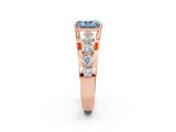 Rose gold Fancy Blue Radiant  Brilliant Solitaire with Side Stones on a Pave Band and Four-Prong Setting_36