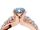 Rose gold Fancy Blue Radiant  Brilliant Solitaire with Side Stones on a Pave Band and Four-Prong Setting_38