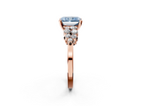 Rose gold Fancy Blue Radiant  Cluster Diamond Engagement Ring with Pavé Band and Four-Prong Setting_34