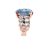 Rose gold Fancy Blue Radiant  Cluster Diamond Engagement Ring with Pavé Band and Four-Prong Setting_37