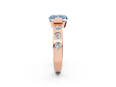Rose gold Fancy Blue Radiant Cut Brilliant Channel-Set Diamond Ring with Bezel Prong Setting_2