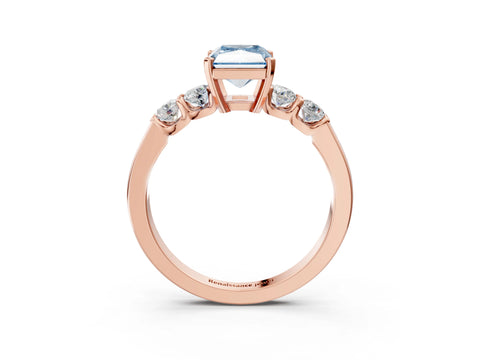 Rose gold Fancy Blue Radiant Cut Brilliant Diamond Five-Stone Engagement Ring with Prong Setting on a Classic Band_6