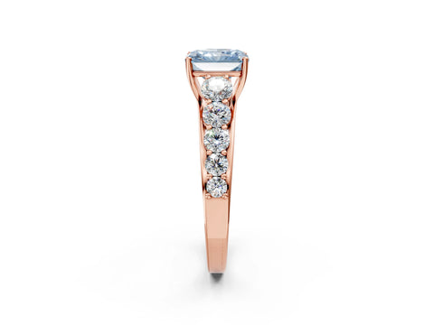 Rose gold Fancy Blue Radiant Cut Brilliant Diamond Pavé Band with Six-Prong Setting_2