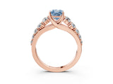 Rose gold Fancy Blue Radiant Cut Brilliant Diamond Pavé Band with Six-Prong Setting_3