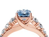 Rose gold Fancy Blue Radiant Cut Brilliant Diamond Pavé Band with Six-Prong Setting_4