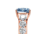 Rose gold Fancy Blue Radiant Cut Brilliant Diamond Pavé Band with Six-Prong Setting_5