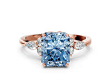 Rose gold Fancy Blue Radiant Cut Brilliant Diamond Solitaire Ring with Pear Side Stones and Four-Prong Setting_3