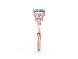 Rose gold Fancy Blue Radiant Cut Brilliant Diamond Solitaire Ring with Pear Side Stones and Four-Prong Setting_5