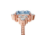 Rose gold Fancy Blue Radiant Cut Brilliant Diamond with Cluster Setting on a Beaded Band and Four-Prong Setting_5