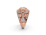 Rose gold Fancy Blue Radiant Cut Brilliant Halo Pave Diamond Milgrain Ring_2