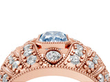 Rose gold Fancy Blue Radiant Cut Brilliant Halo Pave Diamond Milgrain Ring_4