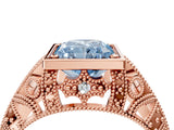 Rose gold Fancy Blue Radiant Cut Brilliant Milgrain Filigree Diamond Ring with Square Prong Setting_4