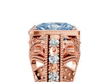 Rose gold Fancy Blue Radiant Cut Brilliant Milgrain Filigree Diamond Ring with Square Prong Setting_5