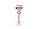 Rose gold Fancy Blue Radiant Cut Brilliant Milgrain Pave Heart Band Solitaire Ring_2
