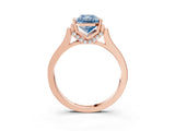 Rose gold Fancy Blue Radiant Cut Brilliant Solitaire Diamond Ring with Channel Set Band and Bar Prong Setting_3