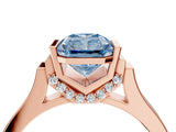 Rose gold Fancy Blue Radiant Cut Brilliant Solitaire Diamond Ring with Channel Set Band and Bar Prong Setting_4