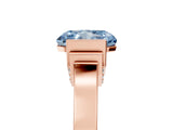 Rose gold Fancy Blue Radiant Cut Brilliant Solitaire Diamond Ring with Channel Set Band and Bar Prong Setting_5