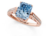 Rose gold Fancy Blue Radiant  Cut Cathedral Pave Diamond Engagement Ring with Six-Prong Setting_33