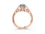 Rose gold Fancy Blue Radiant  Cut Cathedral Pave Diamond Engagement Ring with Six-Prong Setting_35