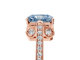 Rose gold Fancy Blue Radiant  Cut Cathedral Pave Diamond Engagement Ring with Six-Prong Setting_37