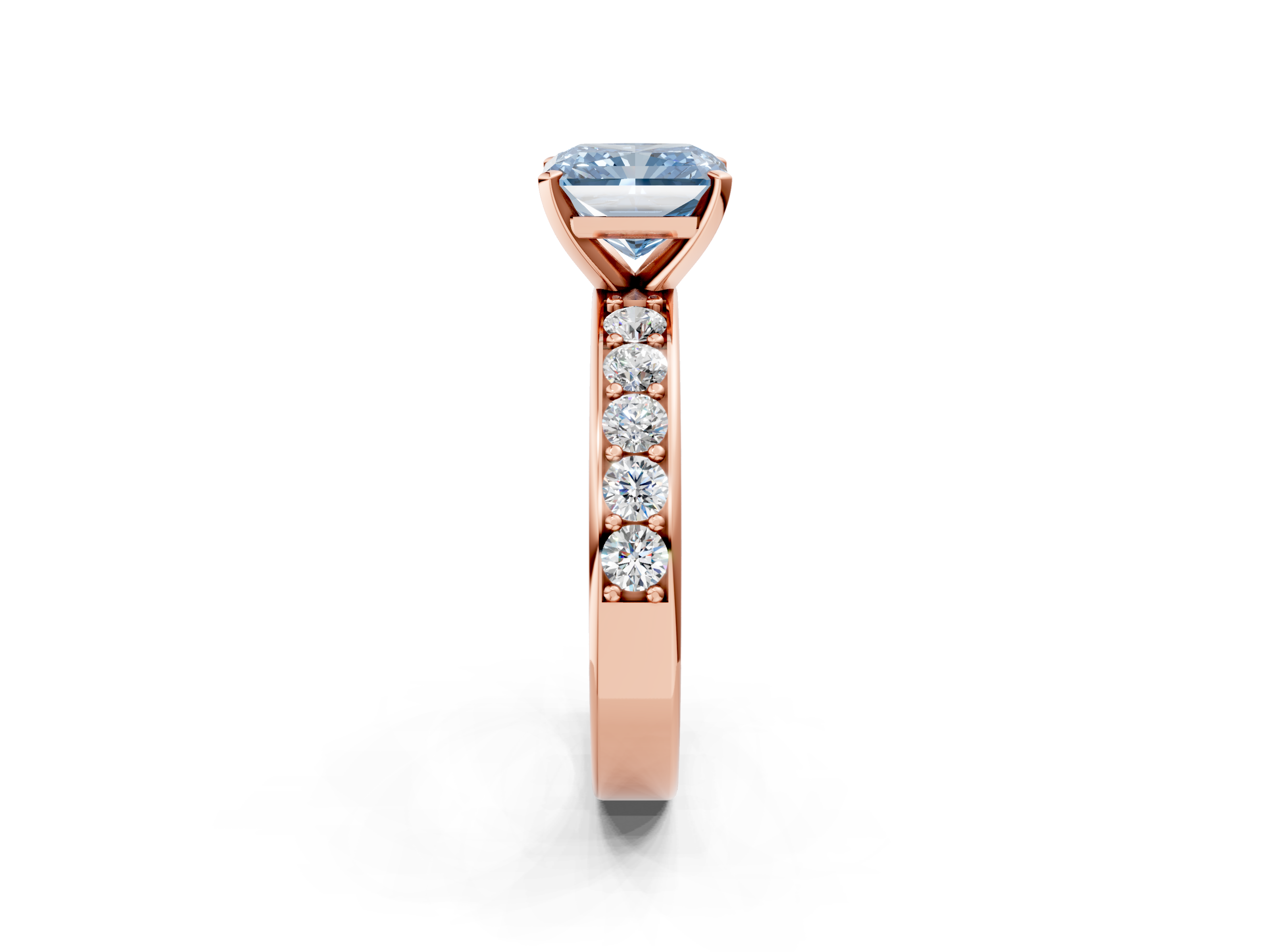 Rose gold Fancy Blue Radiant  Cut Channel Set Diamond Engagement Ring with Four-Prong Setting_222