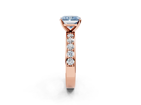 Rose gold Fancy Blue Radiant  Cut Channel Set Diamond Engagement Ring with Four-Prong Setting_222