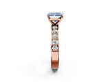 Rose gold Fancy Blue Radiant  Cut Channel Set Diamond Engagement Ring with Four-Prong Setting_223