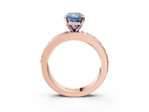 Rose gold Fancy Blue Radiant  Cut Channel Set Diamond Engagement Ring with Four-Prong Setting_224