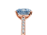 Rose gold Fancy Blue Radiant  Cut Channel Set Solitaire Engagement Ring with Four-Prong Setting_231