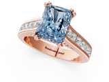 Rose gold Fancy Blue Radiant  Cut Channel Set Solitaire Engagement Ring with Prong Setting_21