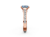 Rose gold Fancy Blue Radiant  Cut Channel Set Solitaire Engagement Ring with Prong Setting_22