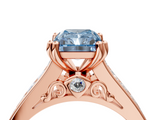 Rose gold Fancy Blue Radiant  Cut Channel Set Solitaire Engagement Ring with Prong Setting_24