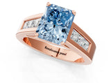 Rose gold Fancy Blue Radiant Cut Cut Channel Set Solitaire Ring with Four-Prong Setting_1