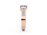 Rose gold Fancy Blue Radiant Cut Cut Channel Set Solitaire Ring with Four-Prong Setting_2