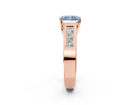 Rose gold Fancy Blue Radiant Cut Cut Channel Set Solitaire Ring with Four-Prong Setting_2