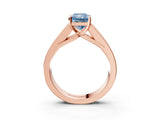 Rose gold Fancy Blue Radiant Cut Cut Channel Set Solitaire Ring with Four-Prong Setting_3