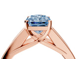 Rose gold Fancy Blue Radiant Cut Cut Channel Set Solitaire Ring with Four-Prong Setting_4