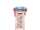 Rose gold Fancy Blue Radiant Cut Cut Channel Set Solitaire Ring with Four-Prong Setting_5