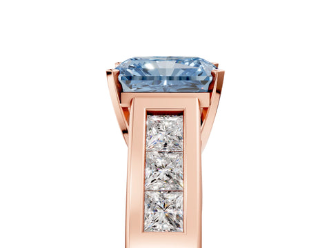 Rose gold Fancy Blue Radiant Cut Cut Channel Set Solitaire Ring with Four-Prong Setting_5